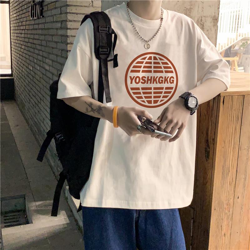 

Men's T-Shirts Oversizd Men Summer T Shirt Letter Print Short Sleeve O Neck Korean Fashion Harajuku Streetwear Vintage Cotton Unisex Clothin, White;black
