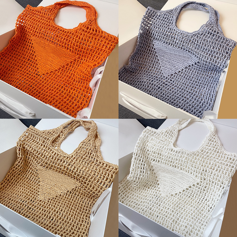 

Designer Women Fiber Woven Shoulder Shopping Bags Casual Vacation Summer Beach Straw Bags Hollow Out Female Totes Large Fashion Lady Clutch Travel Handbags Purse, Blue