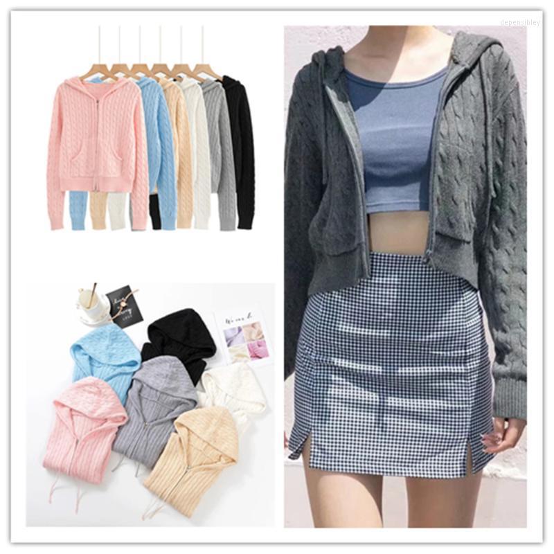 

Women's Knits & Tees Zip Up Brandy Sweater Women Autumn Winter Cardigan Fashion Hooded Long Sleeve Knit Casual Melville Hoodi Jacket Depe22, Black