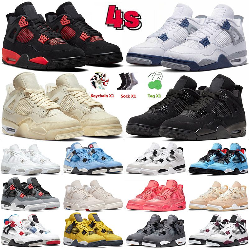 

4 basketball shoes mens women 4s IV Midnight Navy Red Thunder Off Sail Military Black Cat Infrared Cool Grey Jumpman White mens sports sneakers 36-50, B4 36-47 free game