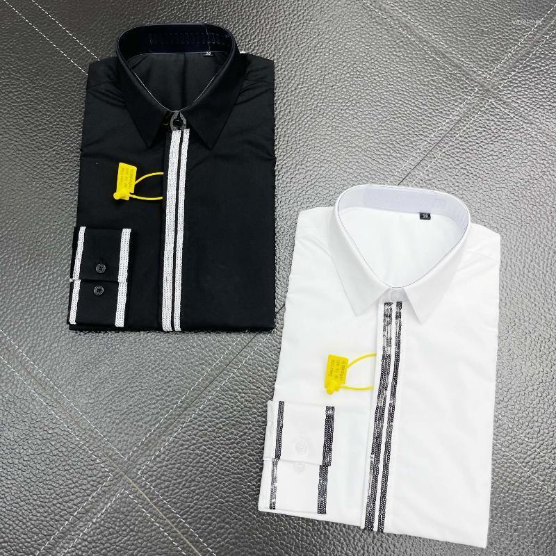 

Men's Dress Shirts Brand Business Male Shirt Plus Size Cotton For Men Casual Slim Chemise Homme Long Sleeve Solid Camisas MasculinaMen's Ver, Black