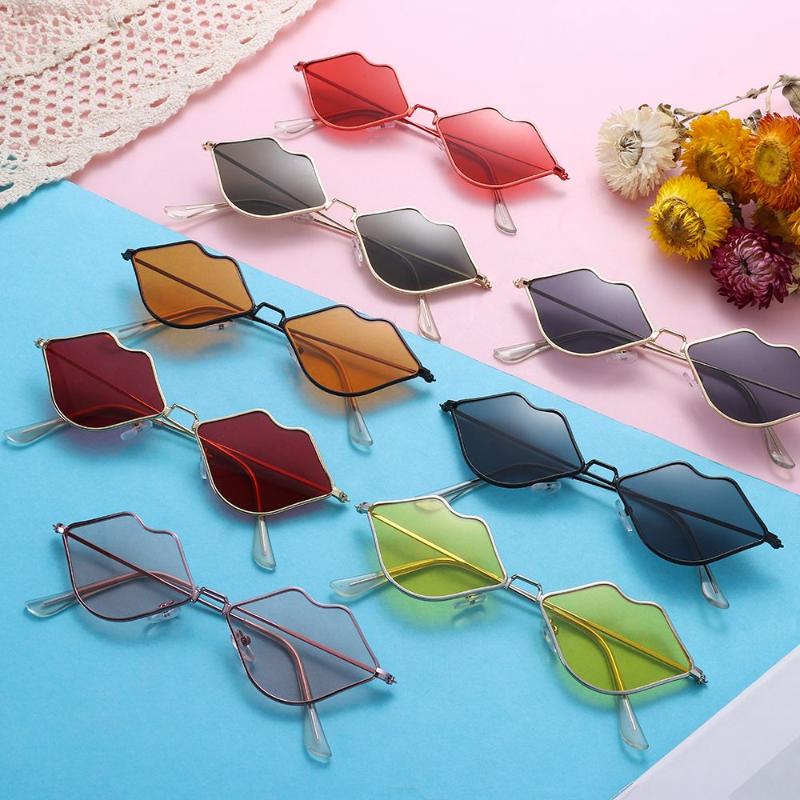 

Sunglasses Sexy Lips Shape Retro Small Frame Metal Sun Glasses Fashion Ocean Lens Shades Men Women Street S EyewearSunglasses