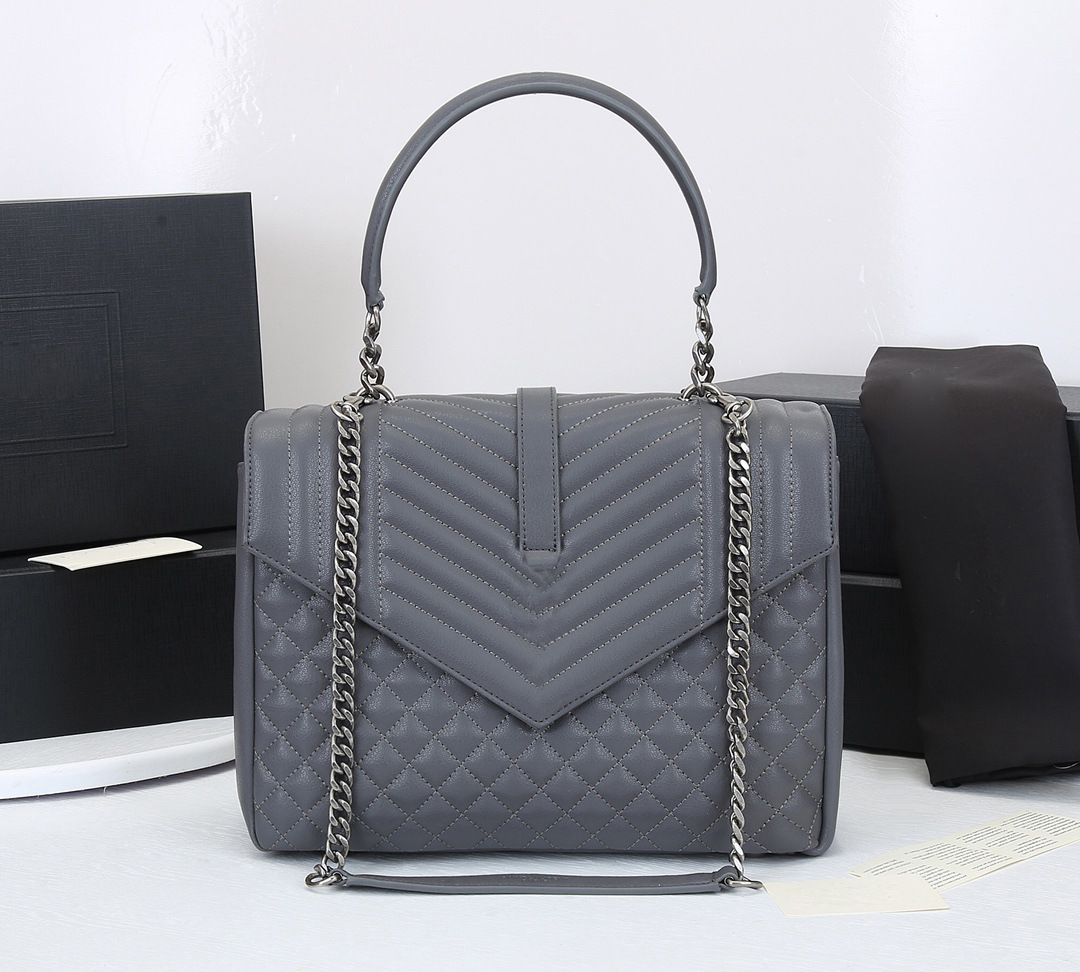 

High quality Classic handbags crossbody shoulder bags for women European and American style quilted geometric motifs leather luxury top handle bag purse, Grey