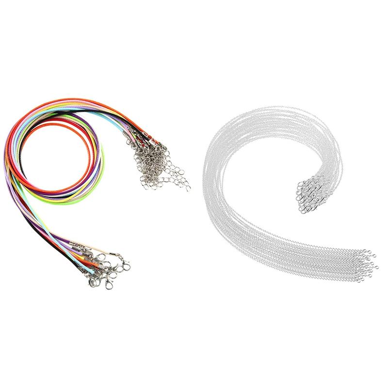 

Chains 50Pcs 18 Inch Cotton Necklace Cord With Lobster Claw Clasp & 30 Pack Bails Dangle CharmsChains