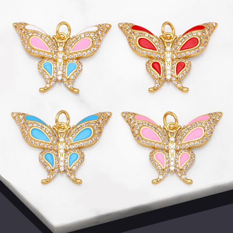 

Pendant Necklaces Multicolor Enamel Butterfly Necklace Handmade DIY Copper Gold Plated Animal For Jewelry Making Pdta854Pendant