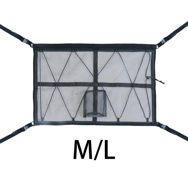 

Car Organizer Universal Fit Cargo Net Pocket Interior Double Layer With Zipper Elastic Camping Pouch Breathable For SUV Sundries Storage