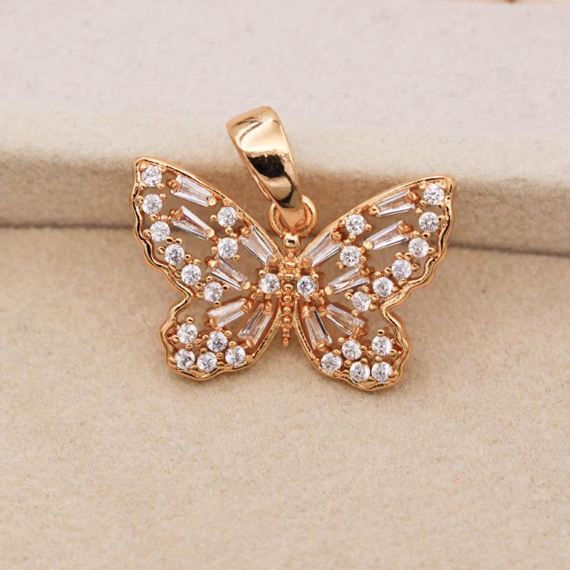 

Pendant Necklaces Trendy Butterfly Gold Copper Plated Waterdrop White Zirconia For Women Fashion Jewelry Accessories Party Wedding GiftPenda