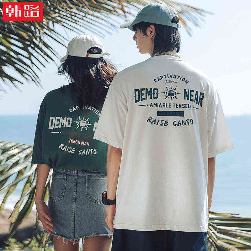 

Hanluxin Menswear 2022 Spring and Summer Couple T-shirt Men's Fashion Brand Printed Pure Cotton Casual Short Sleeve T-shirt, This item does not ship