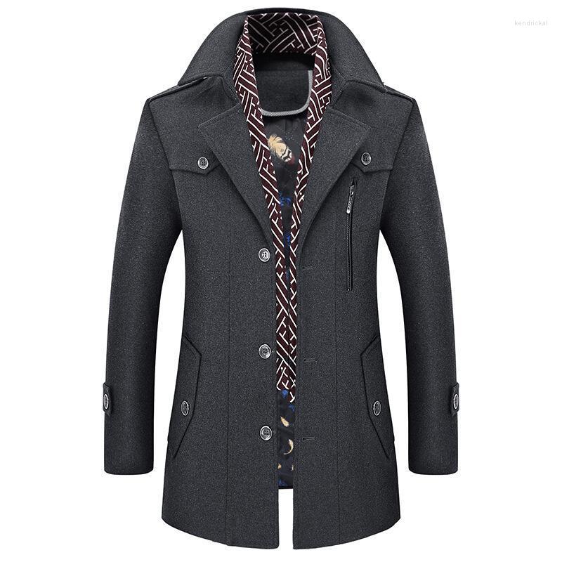 

Men's Wool & Blends Coat Men Fashion Winter Man Trench Coats Jackets For Clothing Jacket Gray Woolen Kend22, Brown