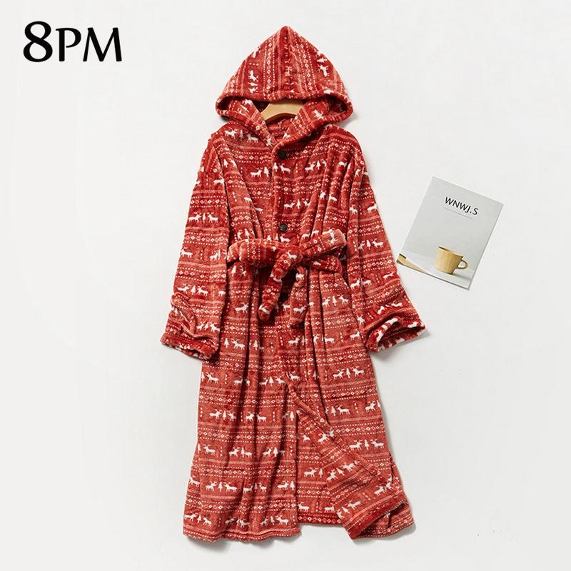 

Women' Sleepwear Womens Plush Fleece Robes Thick Kimono Warm House Coat Long Robe With Hooded Ouc1374, Burgundy