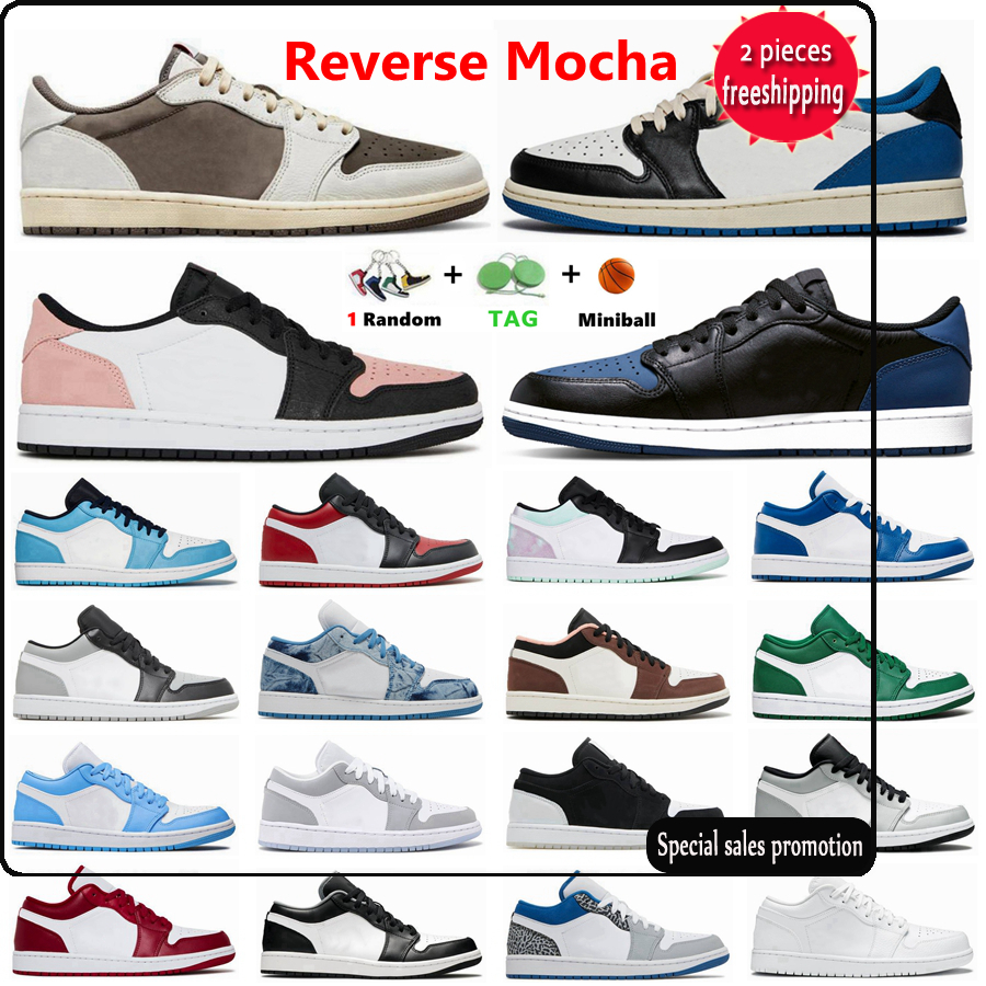 

2022 Mens Jumpman 1 Low Reverse Mocha 1s Basketball Shoes University Blue Shadow Toe Light Smoky Grey Bred Triple White Panda Tie Dye UNC Sports NB, 24