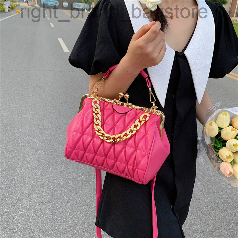 

Elegant women Shoulder Messenger Bag Brand design Thick chain Sling bag PU Leather Fold Dinner Bag ladies phone Wallet Blue Pink W220809, Black