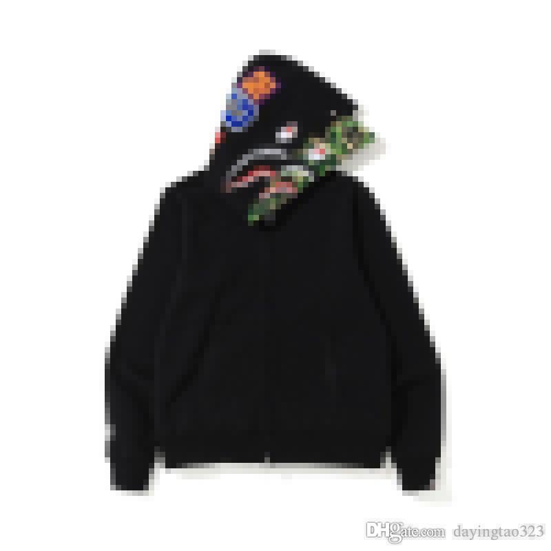 

Bap Hoodie A Bathing Ape Camouflage Double Hat Shark Head Sweatshirt Jacket