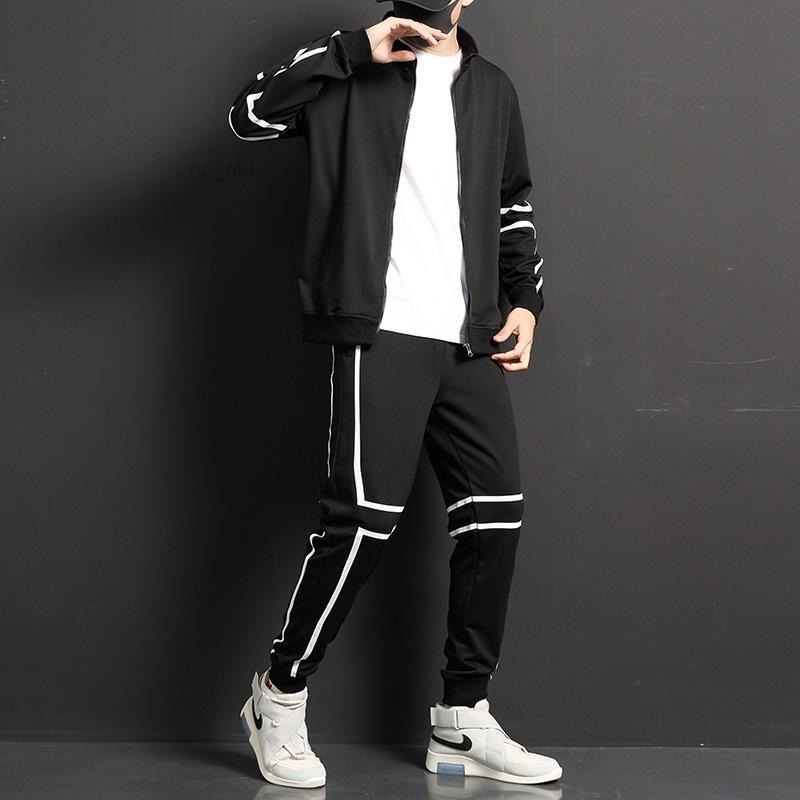 

Tracksuits 2022 Men's Male Patchwork Sets SweatshirtsPants 2PC Sportswear Hooded Men Clothing Streetwear, White