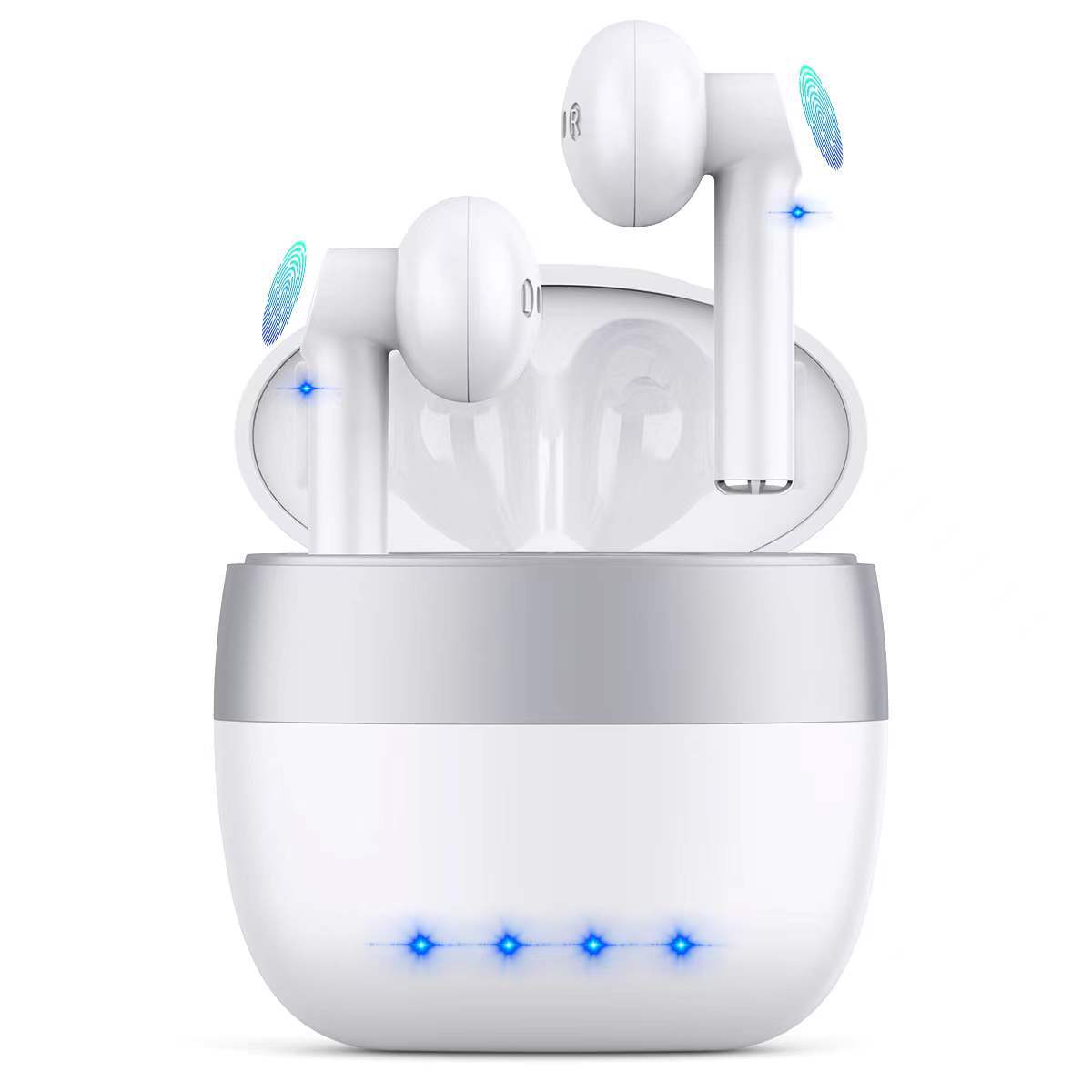 

Wireless Earphone earphones Chip Transparency Metal Rename GPS Wireless Charging Bluetooth Headphones Generation In-Ear Detection For Cell Phone SmartPhone, White