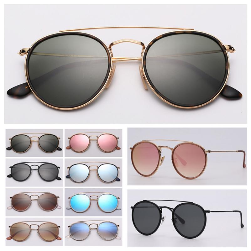 

fashion sunglasses Round Double Bridge model real top quality women men sun glasses with black or brown leather case, and retail p2370