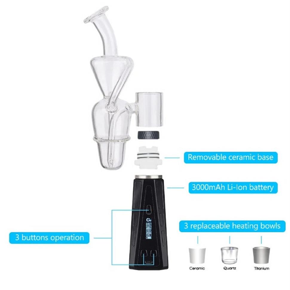 

Authentic Greenlightvapes G9 Epro Dab Rig 3000mAh Battery Concentrate Vaporizer Wax Device Vape Kit With Tempearture Control210x, Black