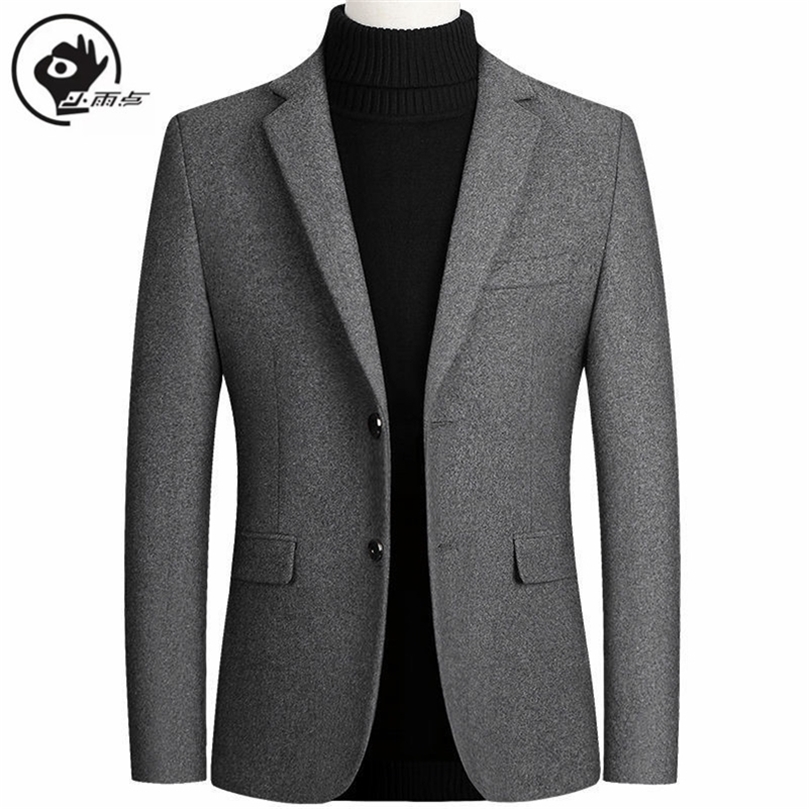

XiaoYudian Solid Blazer British Stylish Male Blazer Suit Jacket Business Casual For Men Regular Woolen coat Brand 201128, Navy