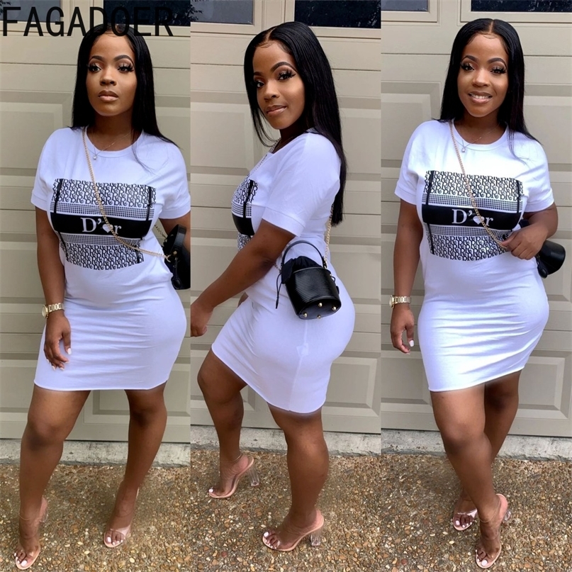 

FAGADOER Color Women  Dress  2XL Fashion Letter Print Casual Summer Short Sleeve Round Neck Vestidos Clothing 220613, Coffee