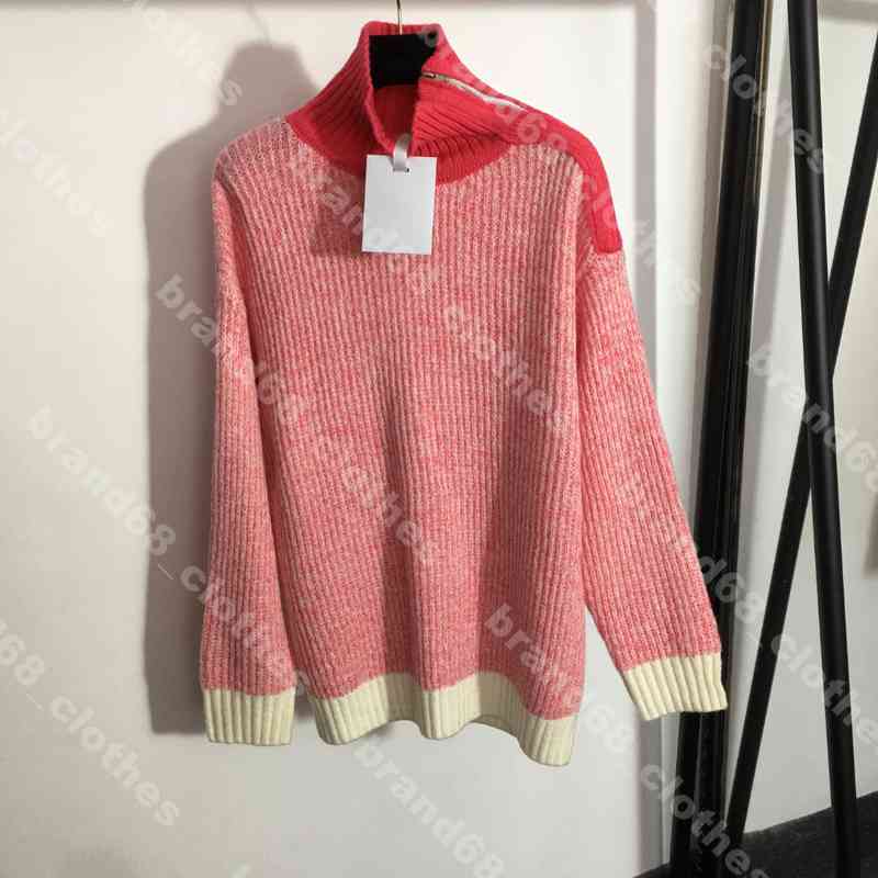

women designer wool knit sweater high quality long sleeve pullover sweater side zip d..r brand logo clothes  elastic casual female Apparel
