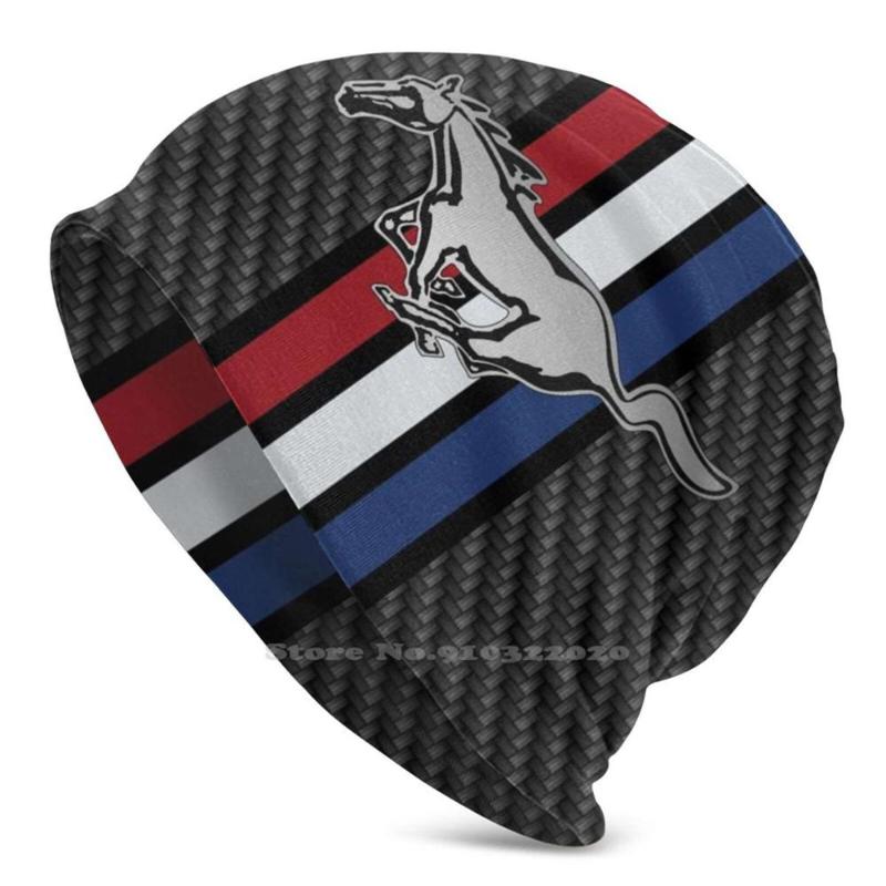 

Berets Mustang Inspired Classy Knit Beanie Hat Men Women Winter Diy Cap American Car Muscle Unique ModernBerets, Black mask