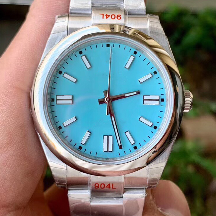 

SW Luxury men's watch oyster type constant motion turquoise blue dial 41mm scratch resistant blue crystal m124300 luminous stainless steel automatic machine 0006