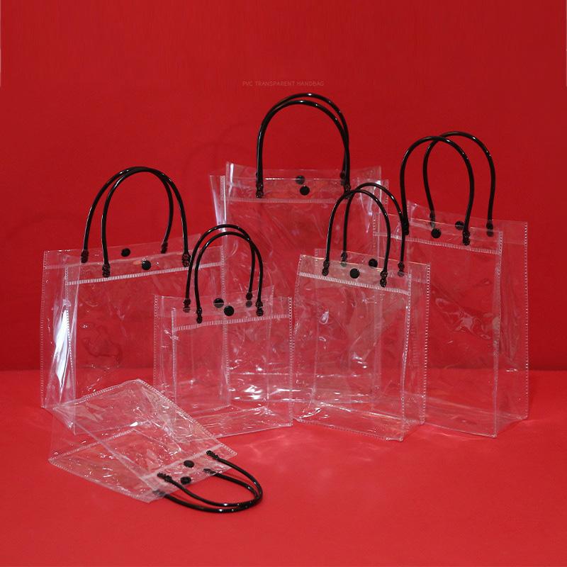 

Christmas Decorations Clear PVC Tote Bag For Women Eco Friendly Transparent Gift Packaging Bags With Hand Plastic Shopping Cosmetic HandbagC