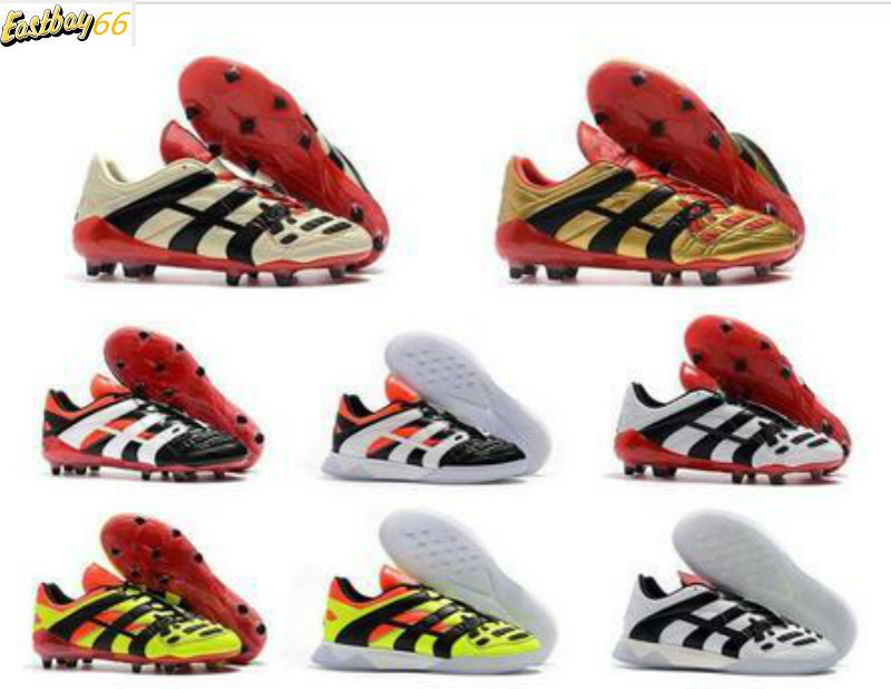 

High Quality Mens Predator Football Shoes Dream Back 98 Predator Accelerator Champagne Predator Designer Football Boots Soccer Sneaker, Predator mania fg - grey red silver