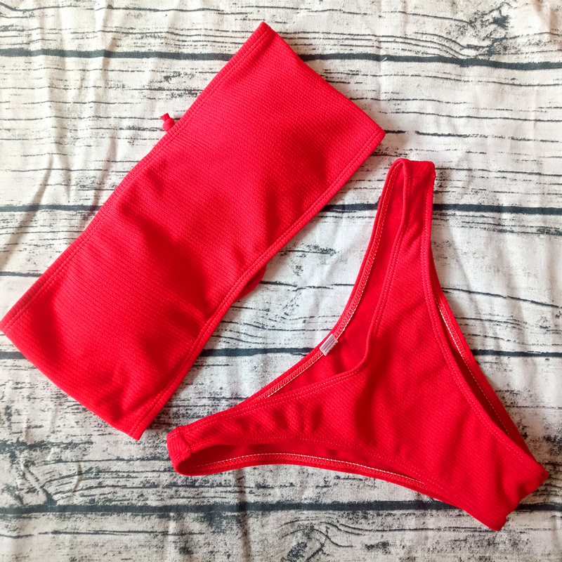 

2019 Solid Brazillian Textile Swimsuit Women Bikini Set Sexy Off Shoulder Swimwear Female Swimming Biquini Maillot De Bain Femme, As show