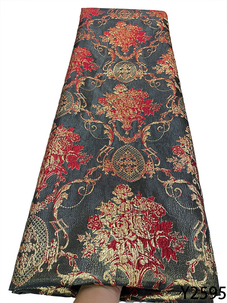 

High Quality African Brocade Jacquard Lace Fabric 2022 Embroidered French Tulle Fabric For Nigerian Party Dress Y2595
