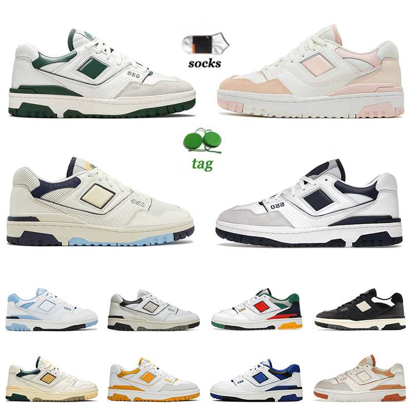 

New B550 BB550 Men Women Designer Shoes High Quality 550 OG White Green Pink Au Lait Dore Rich Paul Burgundy Off Platform Leather Sneakers Trainers 4-11, C17 white multicolor 40-45