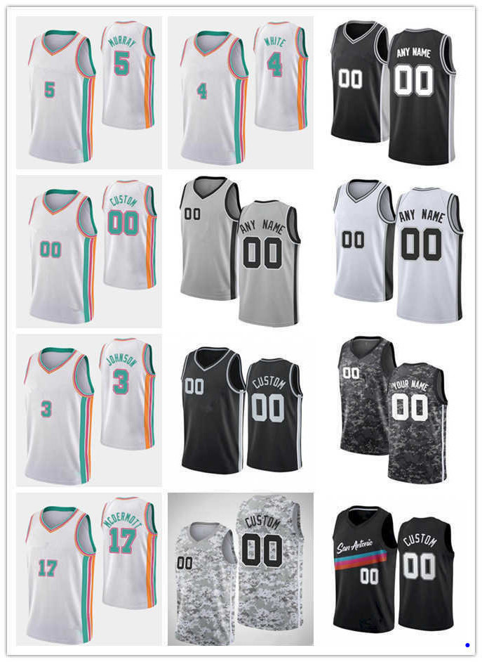 

75th Custom Jersey San Antonio''Spurs''Men Women Youth Keldon 3 Johnson Dejounte 5 Murray Derrick 4 White Doug 17 McDermott Basketball Jerseys, Color