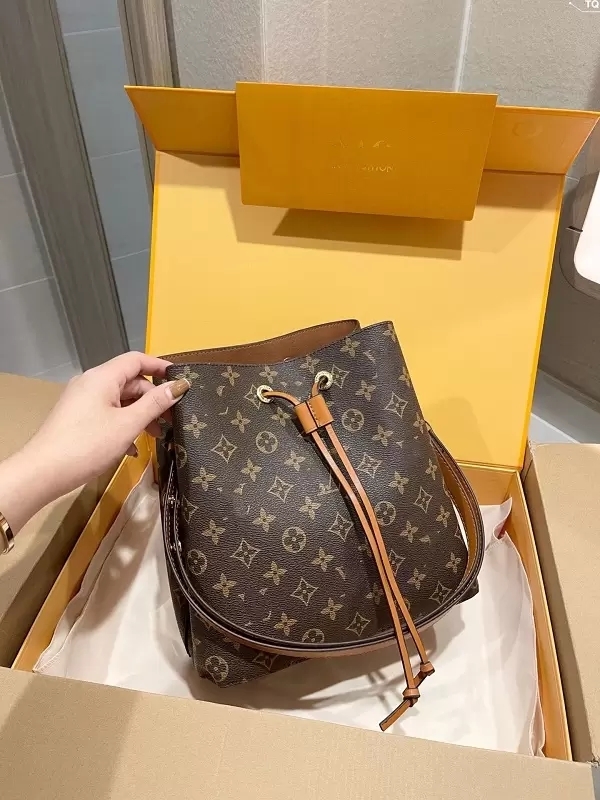 

High quality solds luxurys designers Fashions Bags NEONOE Bucket Handbags flower Purses Women Tote Brand Letter Genuine Leather Shoulder, Red