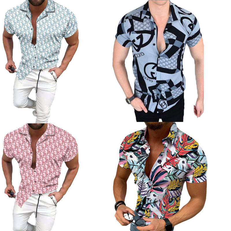 

Brands Short Sleeve Polo Shirts Chemise Masculina Casual Hawaiian Printed Blouse Camisa Summer Fashion Designer Men Hombre Party Shirt 3XL Blouses, Style 1