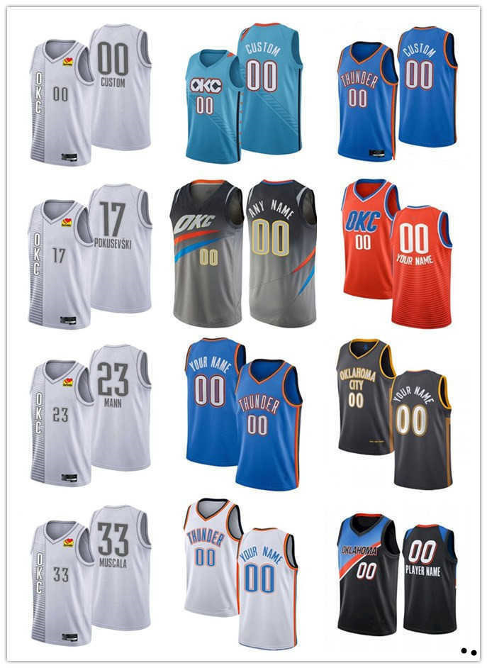 

75th Custom Jersey Oklahoma''City''Thunder''Men Women Youth 23 Tre Mann 33 Mike Muscala 17 PAleksej okusevski 22 Isaiah Roby Basketball Jerseys, Color