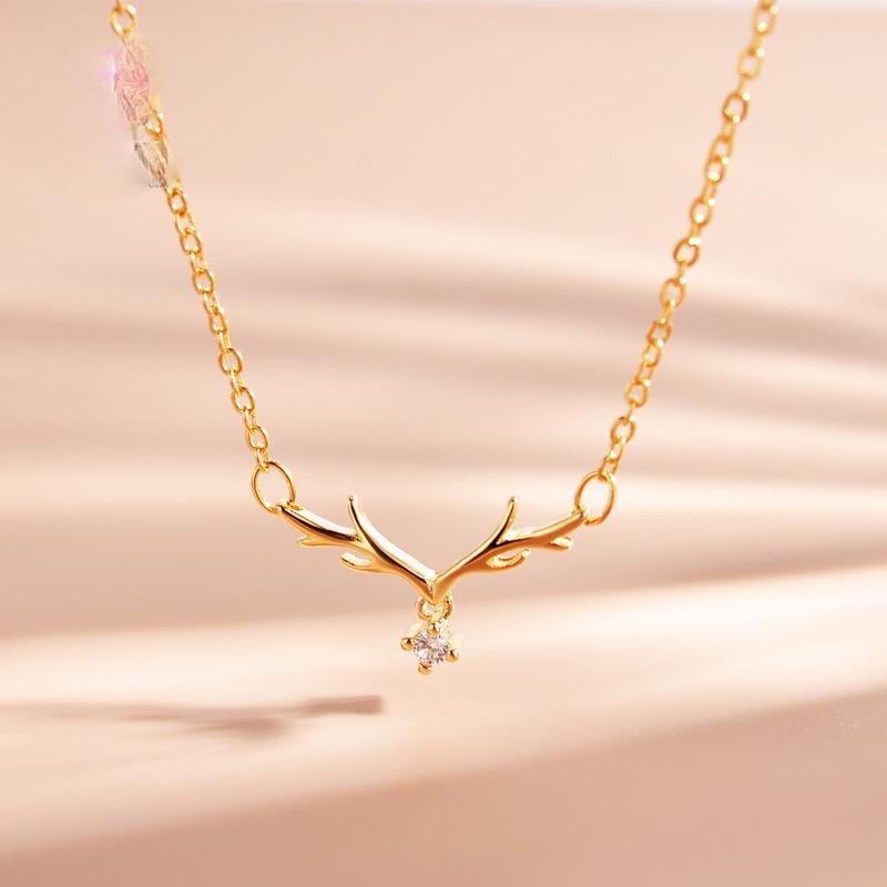 

Pendant Necklaces Gold Plated Antler Fashion Simple Cubic Zirconia Charm Women's Necklace Luxury Bride Engagement JewelryPendant NecklacesPe