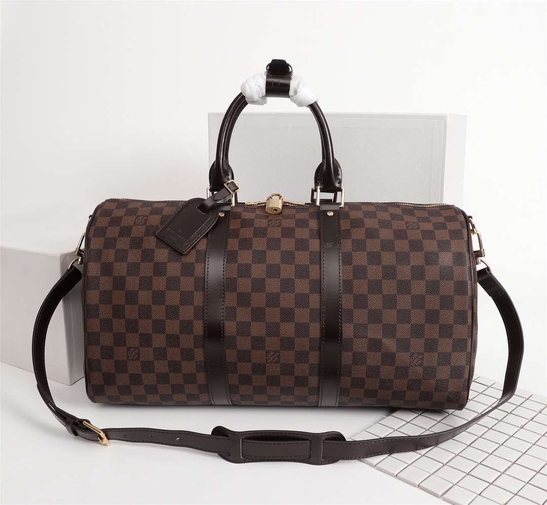 LV KEEPALL Bag 55Cm 50CM 45Cm Men traveling Bag Real Leather Trim Monogram Canvas