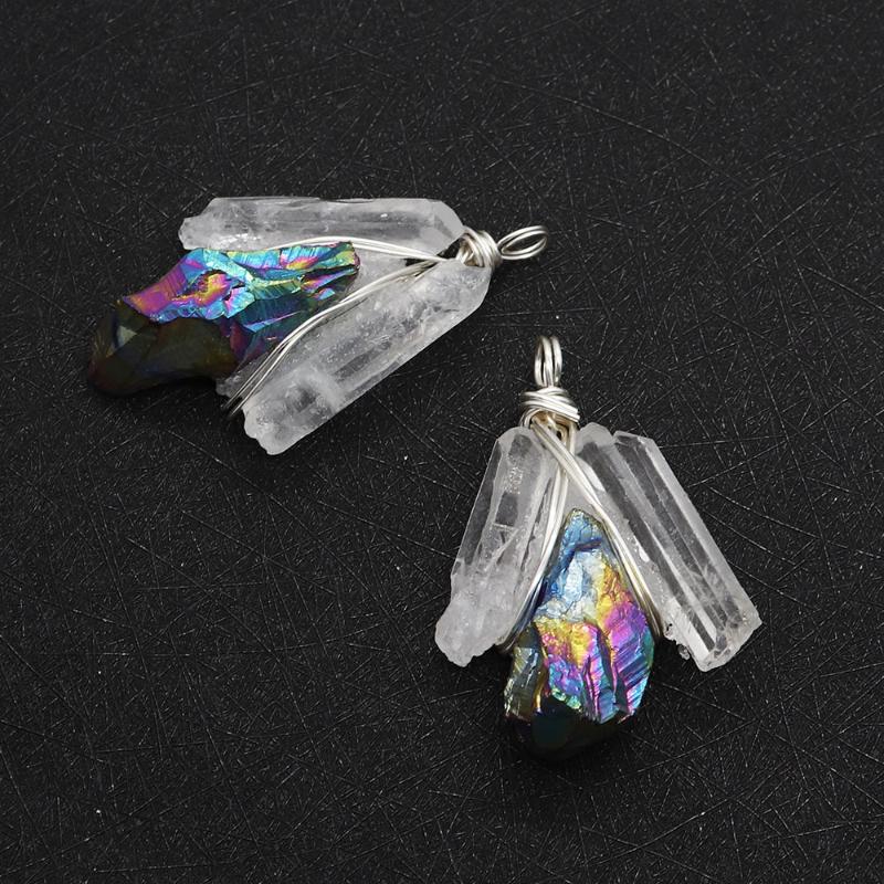 

Pendant Necklaces 1pcs Irregular Rainbow Stone Crystal Natural Chakra Gold Plated Pearl Charm Lady Accessories Beautiful GiftPendant