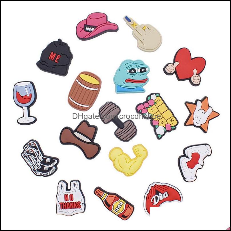 

Shoe Parts Accessories Shoes 100Pcs Gesture Sign Croc Charms For Part Decoration Buckcle Wirstband Br Dhner