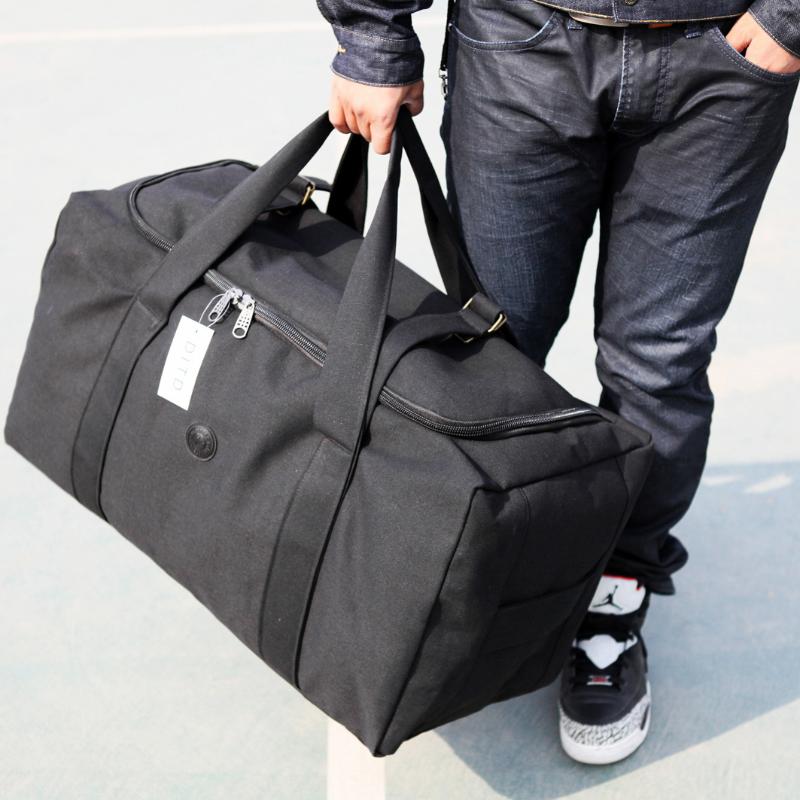 

Duffel Bags Arrivals Canvas Leather Men Travel Carry On Luggage Bag Tote Large Weekend Big OvernightDuffel, Black