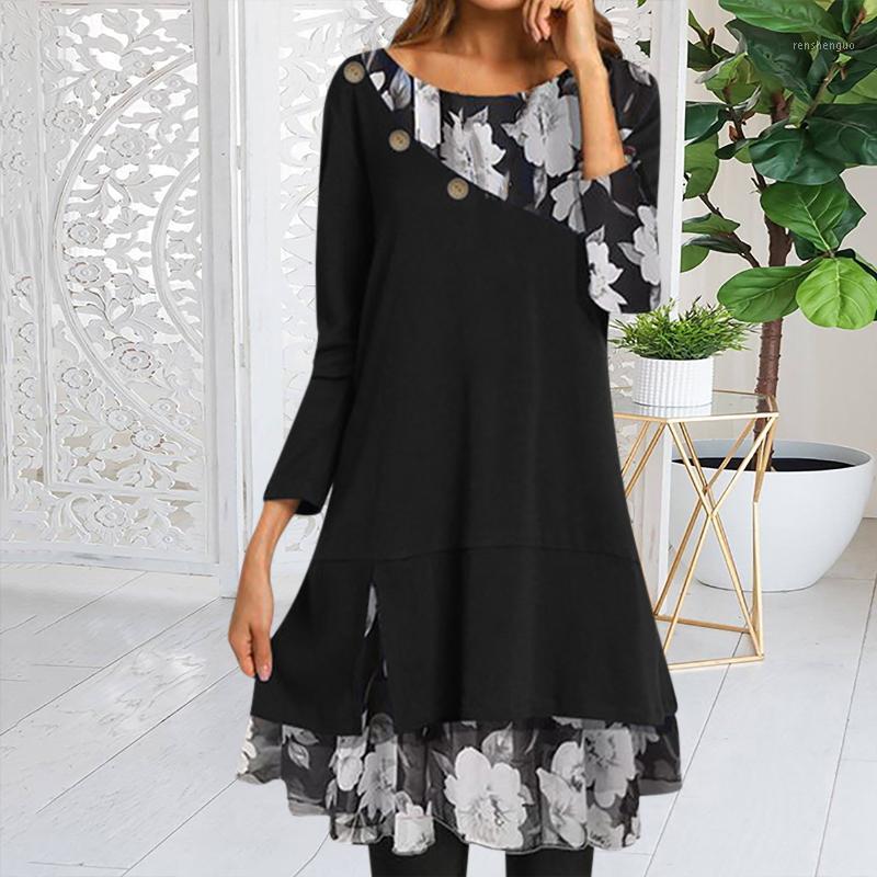

Casual Dresses Office Lady Vintage Women' Autumn And Winter Plus Size Oil Painting Faith Jesus Cross Printed Dress, Black
