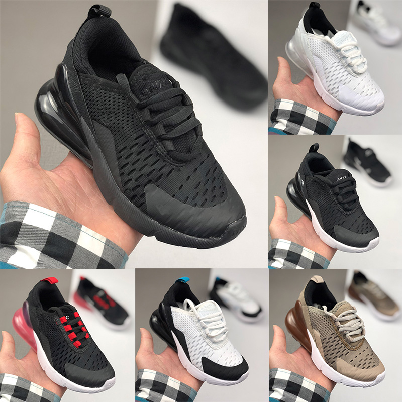 

New 270 React Kids Shoes Bauhaus TD Boy Girls Athletic Outdoor Black White Hyper Bright Violet Toddler Children Sneakers with shoe box size EUR24-35, 60