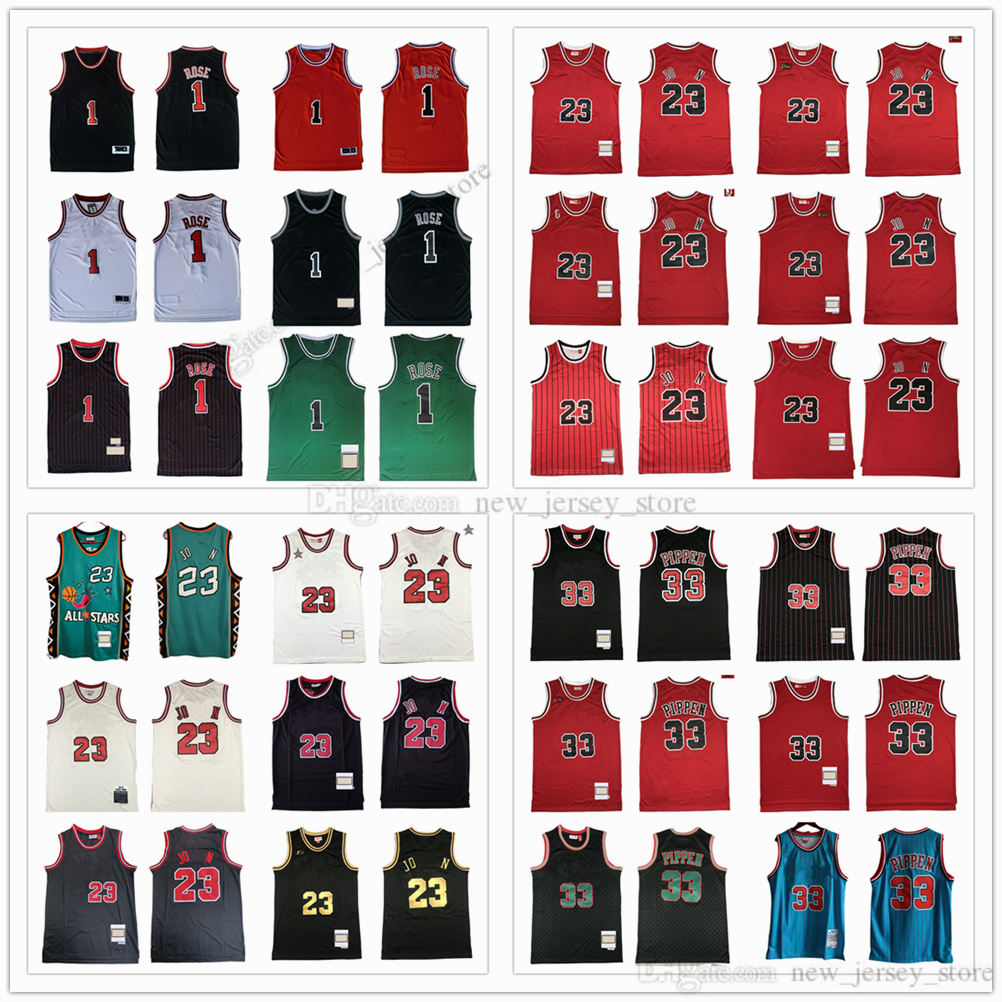 

Mitchell and Ness Basketball 1 Derrick 33 Scottie Rose Jerseys Retro Stitched Dennis 91 Rodman 1995-96 Red Black1997-98 White Blue Youth Jersey, As picture (with team logo)