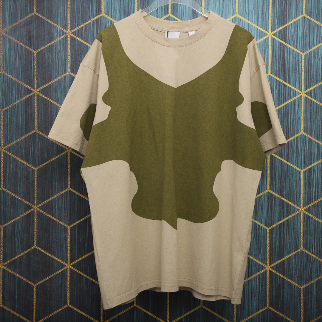 

2021ss spring and summer new high grade cotton printing short sleeve round neck panel T-Shirt Size: -l-xl-xxl-xxxl Color: black white 5f7fefdf, Green