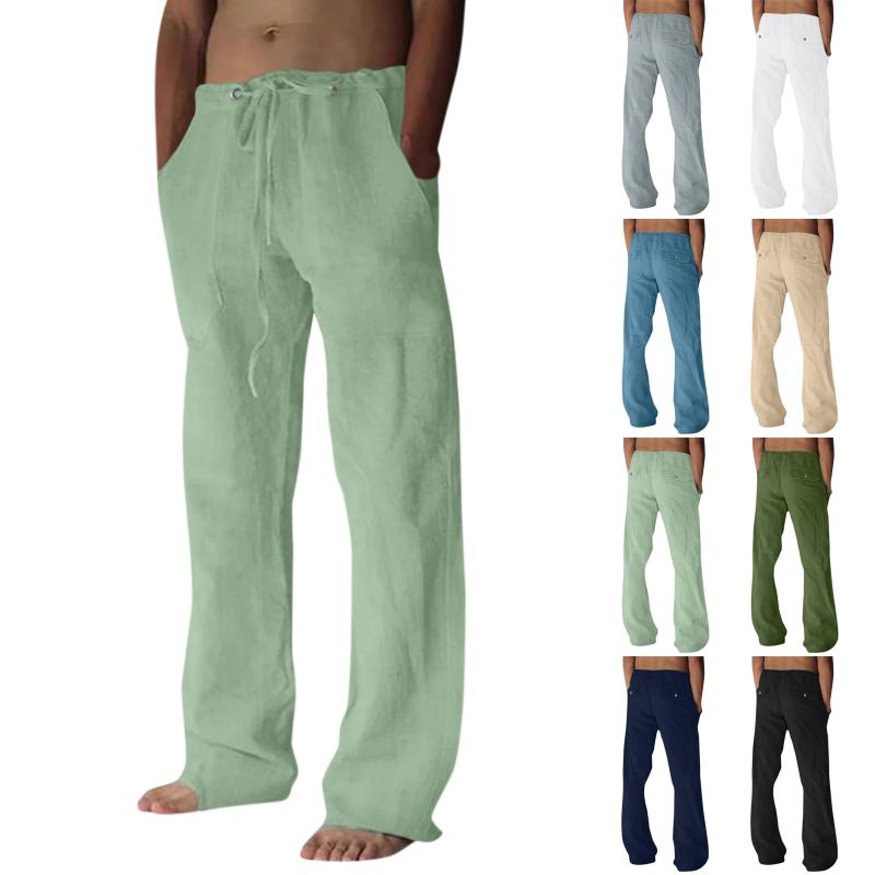 

Men's Pants Linen Wide Leg Men Korean Trousers Oversize Linens Streetwear Male Spring Summer Casual Clothing Sweatpants DailyMen's, Black