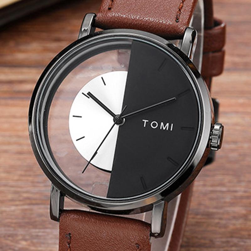 

Wristwatches Gift Unique Watch Creative Translucent Unisex For Men Women Geek Stylish Leather Wristwatch Fashion Sport Quartz-watch TopWrist