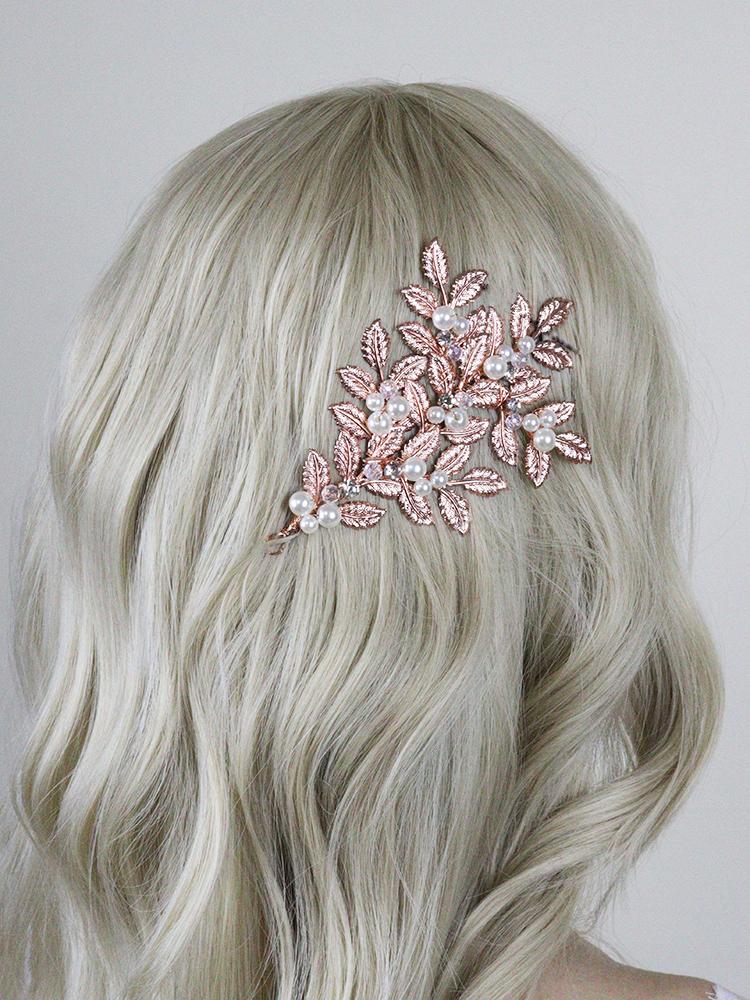 

Headpieces Chic Rose Gold Leaf Head Jewelry Elegant Women Party Headband Tiaras Wedding Hair Accessories For Bride Headwear