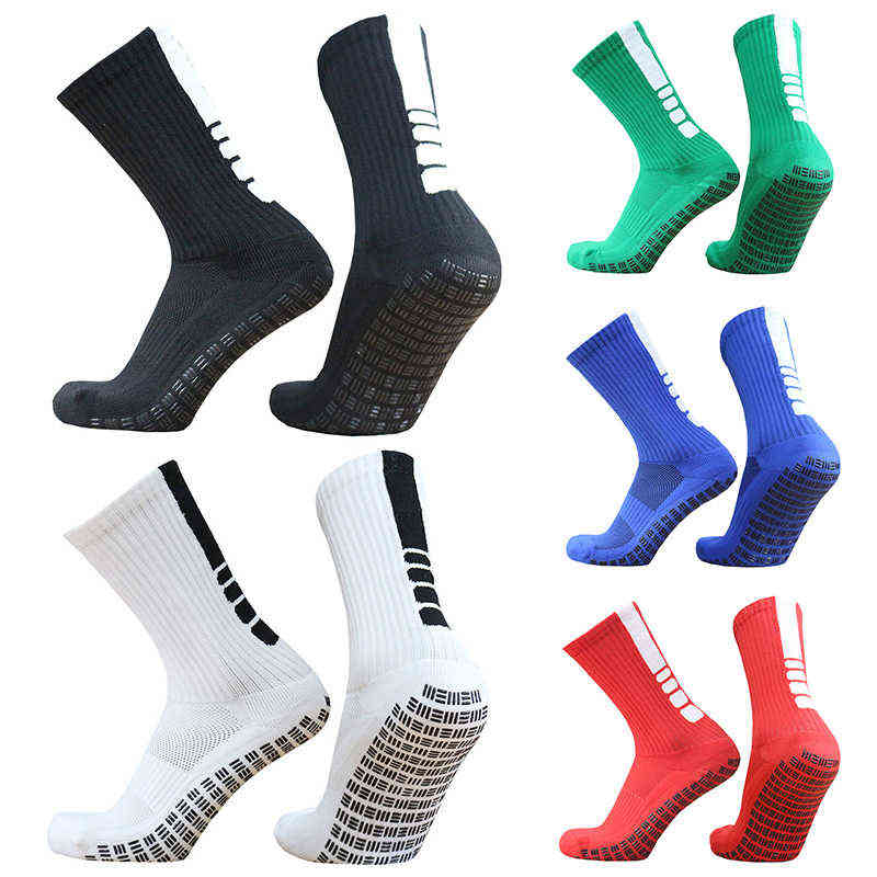 

New Anti Slip Soccer Socks Men Vertical Stripes, Dots, Three Bars Grip Football Socks G220428, Black