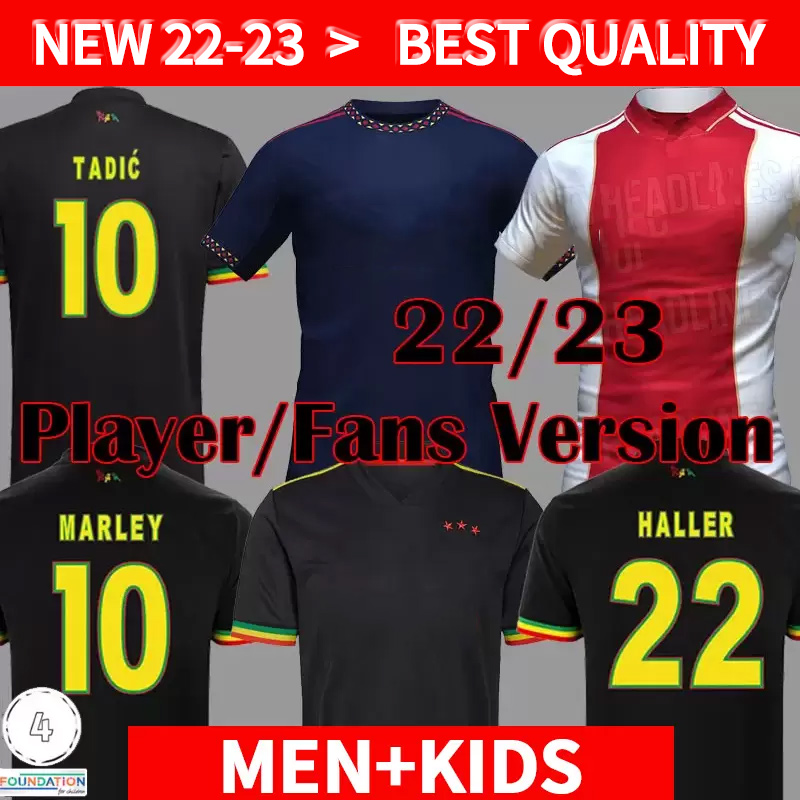 

21 22 23 TADIC Soccer Jerseys player version BERGHUIS HALLER Third black Kit BLIND KLAASSEN GRAVENBERCH 2022 2023 Bob Marley football shirts men kids sets uniform