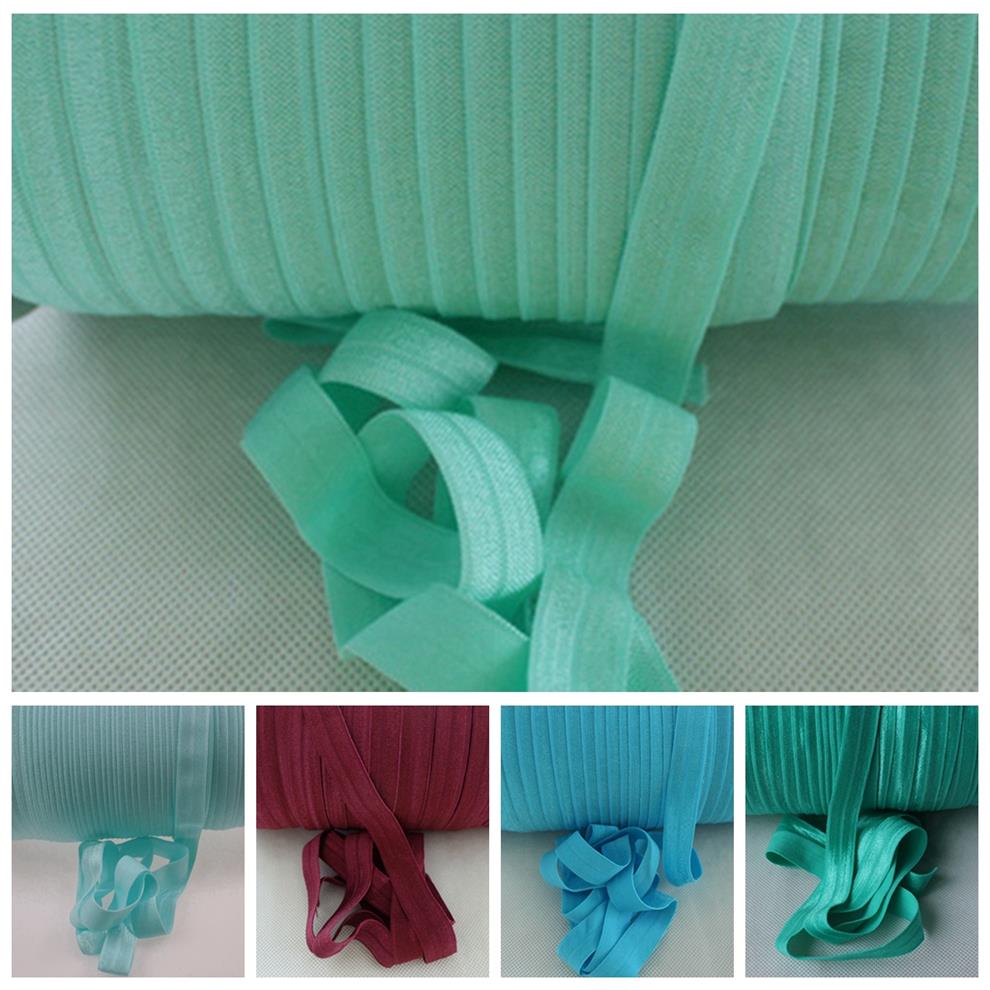 

100yards roll Whole 5 8 inch High quality Fold Over Elastic FOE ribbon headband for DIY Headband Hair249j, 324-mineral ice